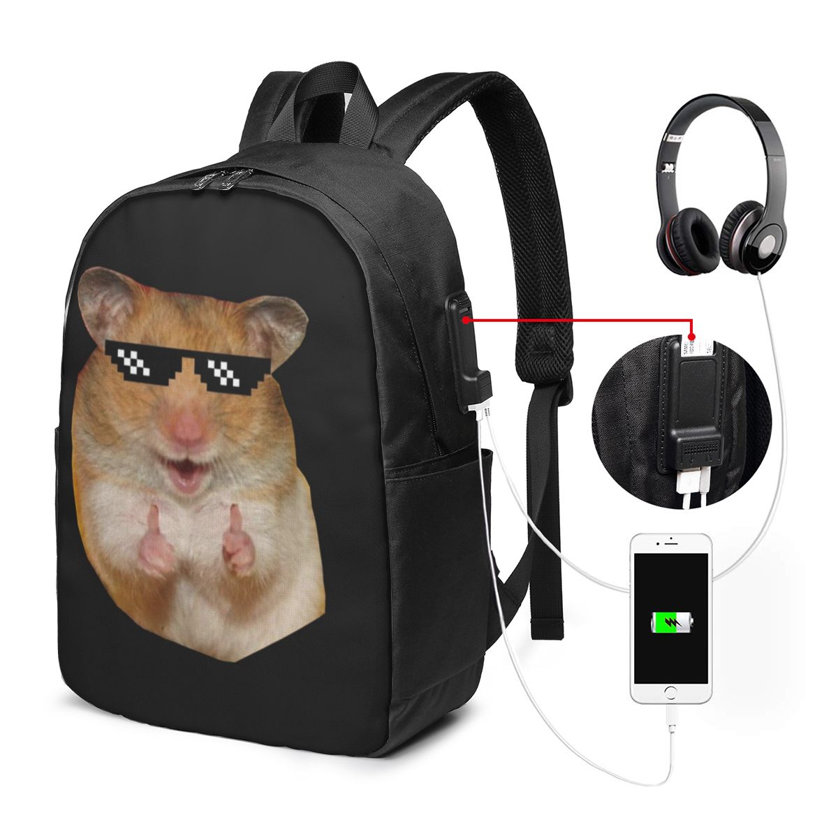 Travel Bags - Funny Hamster Backpack Travel Notebook Bag