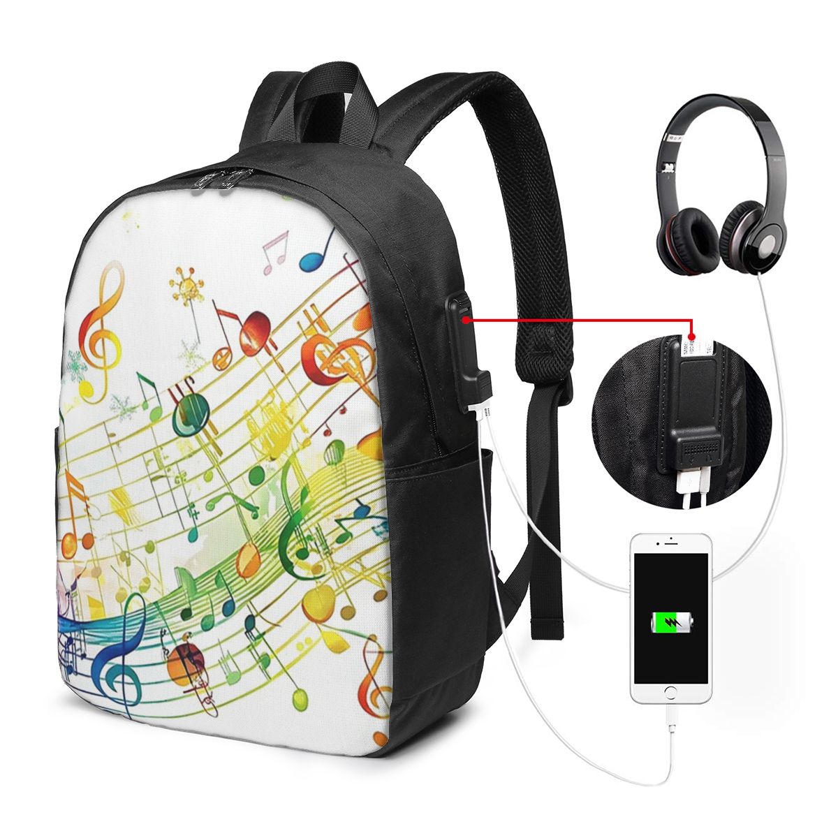 Travel Bags - Abstract Piano Keys With Musical Notes
