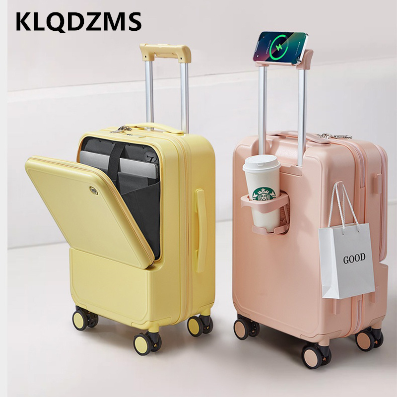 KLQDZMS Aluminum Frame Suitcas - Front Opening Laptop Luggage 24 Inch recension och pris