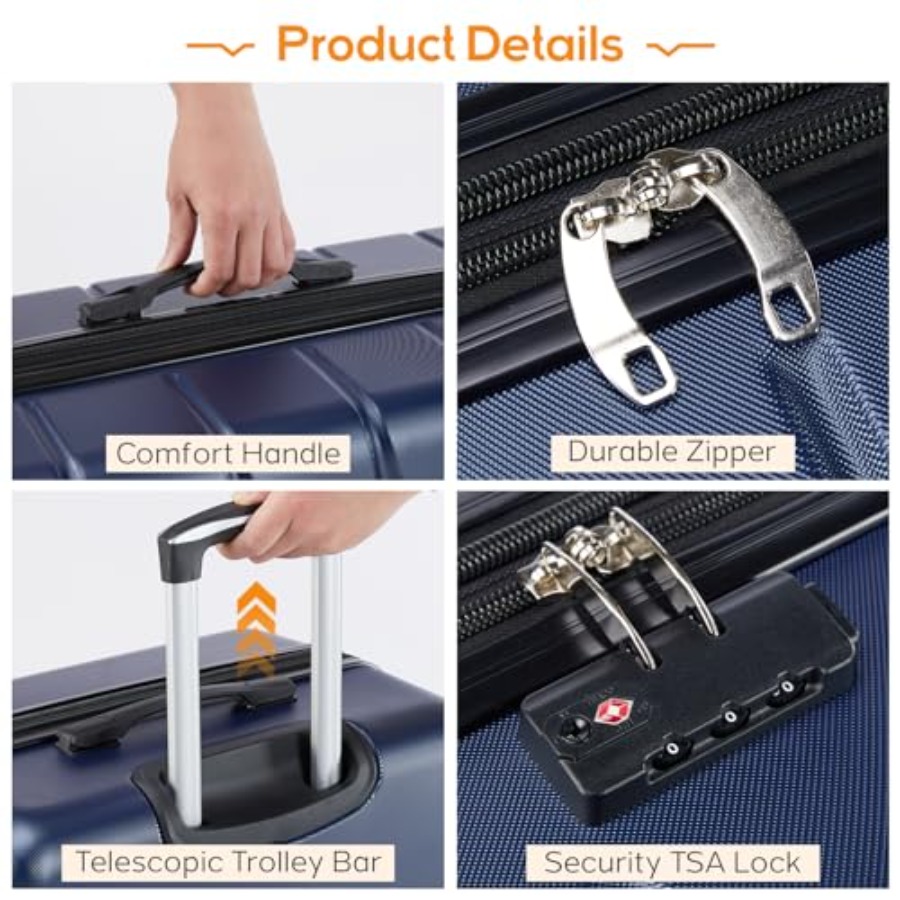 3 Pieces Luggage Set for Trave - Expandable Hard Shell Luggage Set recension och pris