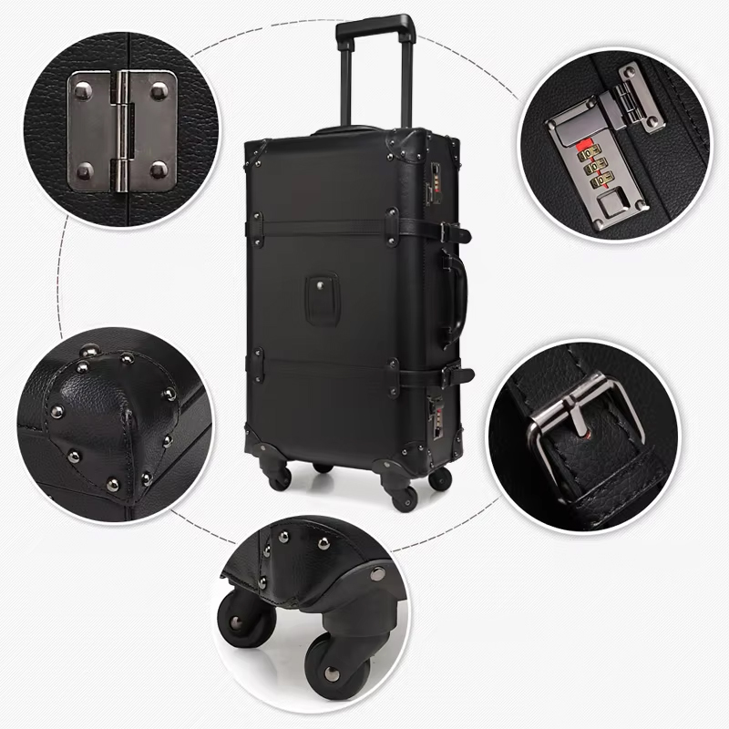 New Retro Rolling Luggage Spin - Retro Vintage Trunk Suitcase recension och pris