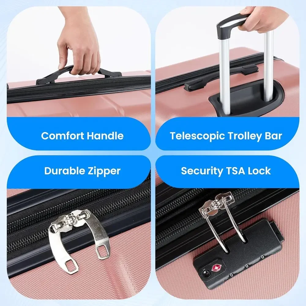 3-Piece Large Suitcase Set wit - Expandable Hard Shell Luggage Set recension och pris