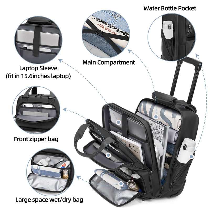 Travel Trolley Business Backpa - Foldable Rolling Luggage Bag recension och pris
