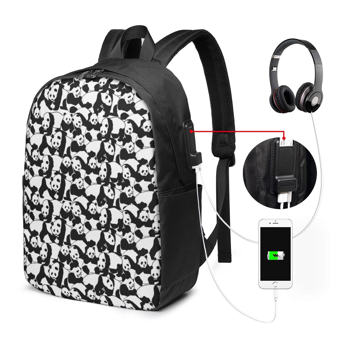 Panda Pattern Backpack Travel  - Travel Bags recension och pris
